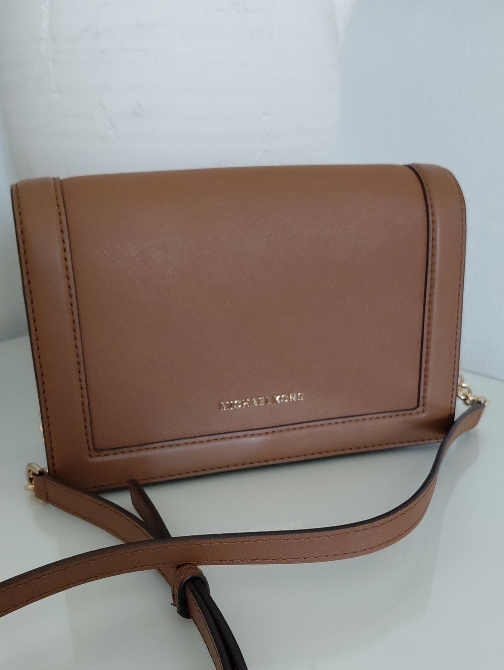 Michael Kors Jet Set Large Saffiano Leather Camel Crossbody Bag - Picture 16 of 16